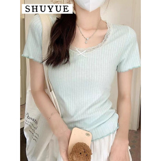 SHUYUE áo phông áo thun nữ croptop baby tee xu hướng Popular Vintage Comfortable WCS2430RSL 13Z240328