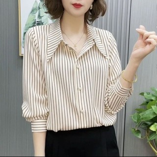 Phong cách mới thời trang sọc nữ áo sơ mi dài tay xuân hè áo sơ mi phiên bản hàn quốc áo sơ mi