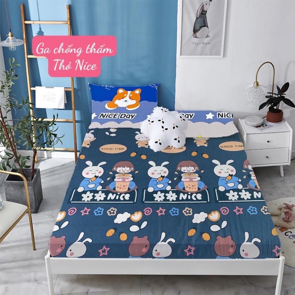 Ga Chống Thấm Hoa Văn Cotton Dành Cho Nệm Cao 15-25 cm , Ga Chống Thấm Cotton Hoạ Tiết, Ga Chống Thấ