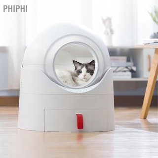 PHIPHI Hộp đựng rác cho mèo kèm theo Bán tự động Dung tích lớn 45L Nhà vệ sinh có thể tháo rời trong nhà màu trắng