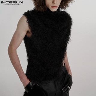  Incerun Nam Vintage Thời Trang Cổ Cao Không Tay Màu Trơn 