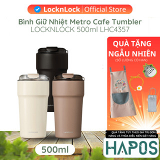 Bình giữ nhiệt LocknLock 500ml phủ sứ, Hàng chính hãng, nắp lật dễ sử dụng Metro Cafe Tumbler LHC4357 - HAPOS OFFICIAL
