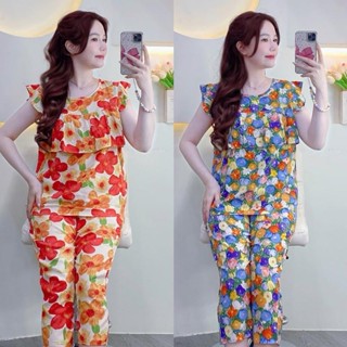 KA37- Bộ Tole Lanh Áo Cánh Tiên Phối Rèm Quần 9 Tấc CTR