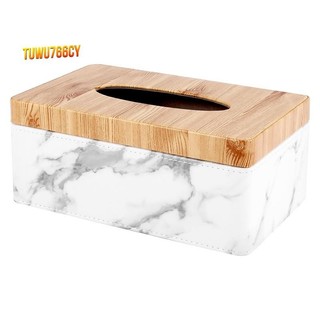 Hộp đựng khăn giấy bằng pu hình chữ nhật họa tiết vân đá cẩm thạch trang trí nhà cửa / văn phòng