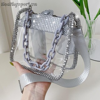 Túi Đeo Chéo Dây Xích Dày Đính Đá Lấp Lánh Thời Trang Dự Tiệc Cho Nữ