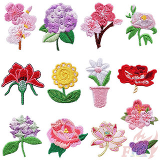 ☸ miếng dán ủi quần áo hình hoa cúc / hoa sen / hoa hồng / hoa hướng dương ☸ 1 huy hiệu thêu ủi diy hình huy hiệu