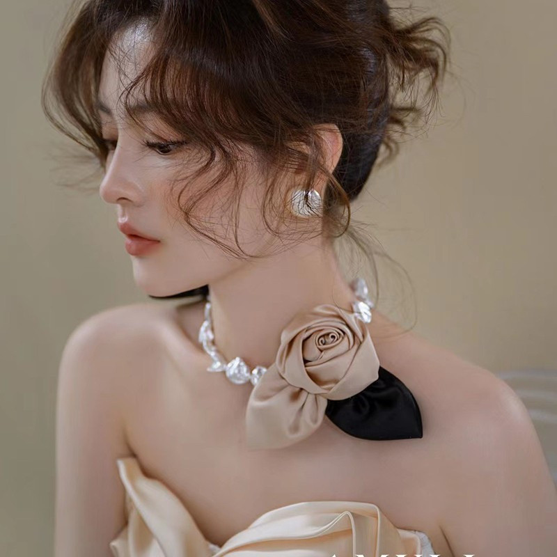 1 Chiếc Cô Dâu Pháp Satin Hoa Ngọt Ngào Mũ Vòng Cổ Photo Studio Cưới Đầm Dự Tiệc Phụ Kiện