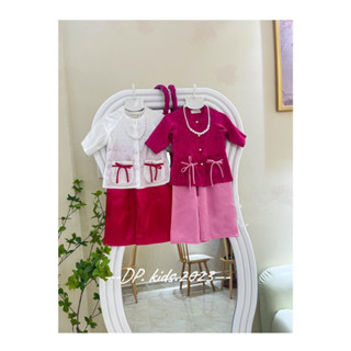 (Xả kho) Set áo bà ba gấm túi nơ + quần lụa cho bé gái BBTN