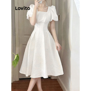 Đầm lovito trơn xếp li cho nữ lne35287