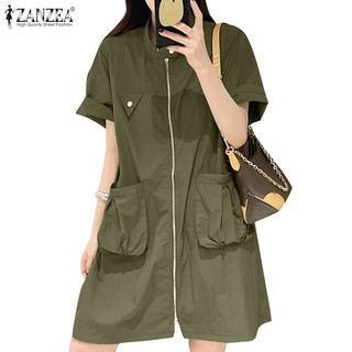 Zanzea Nữ Thời Trang Hàn Quốc 3 / 4 Tay Đứng Cổ Túi Rời Quần Áo