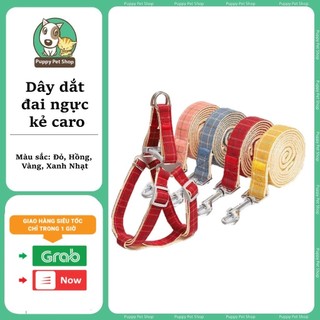 Dây đai ngực kẻ caro cho chó mèo