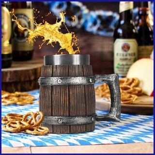 Cốc thời trung cổ thép không gỉ gỗ viking cà phê mát cốc bia tankard cốc cà phê mát cốc viking bia cốc cho dengtvn