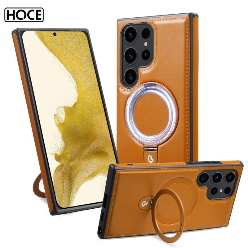 Ốp điện thoại bằng da PU gấp từ tính sang trọng HOCE cho Samsung Galaxy S24 Ultra S23 Plus S22 Vỏ bảo vệ chống sốc