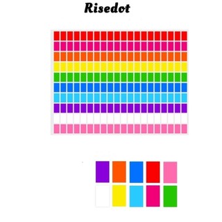 Risedot 2000 miếng dán tự dính, nhãn dán đồng 10 màu nhãn màu, nhãn dán màu hình chữ nhật văn phòng nhiều màu