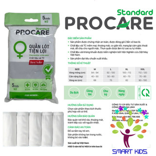Set 5 Quần lót Cotton miễn giặt Procare (cho mẹ bầu đi sinh)