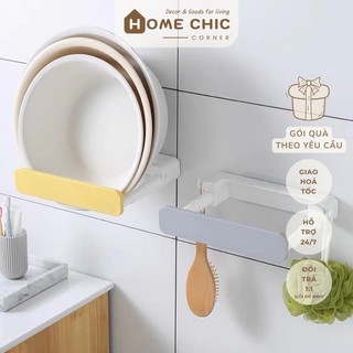 Giá đựng thau, rổ, chậu, kệ đựng nắp nồi gấp gọn dán tường đa năng | HOME CHIC CORNER