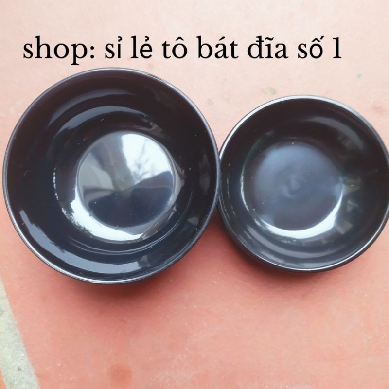 (combo 5)Bát chấm phíp đen đường kính 7,5cm-8cm nhựa cao cấp Việt Nhật.