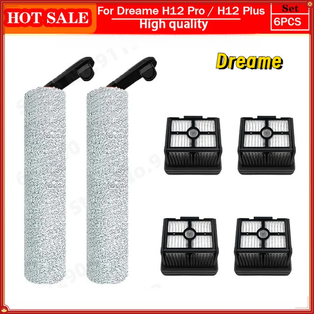 Con Lăn Cho Dreame H12 Pro / H12 Plus / H12 Core Bàn Chải Mềm Phụ Kiện Dự Phòng Ướt Khô Máy Hút Bụi 