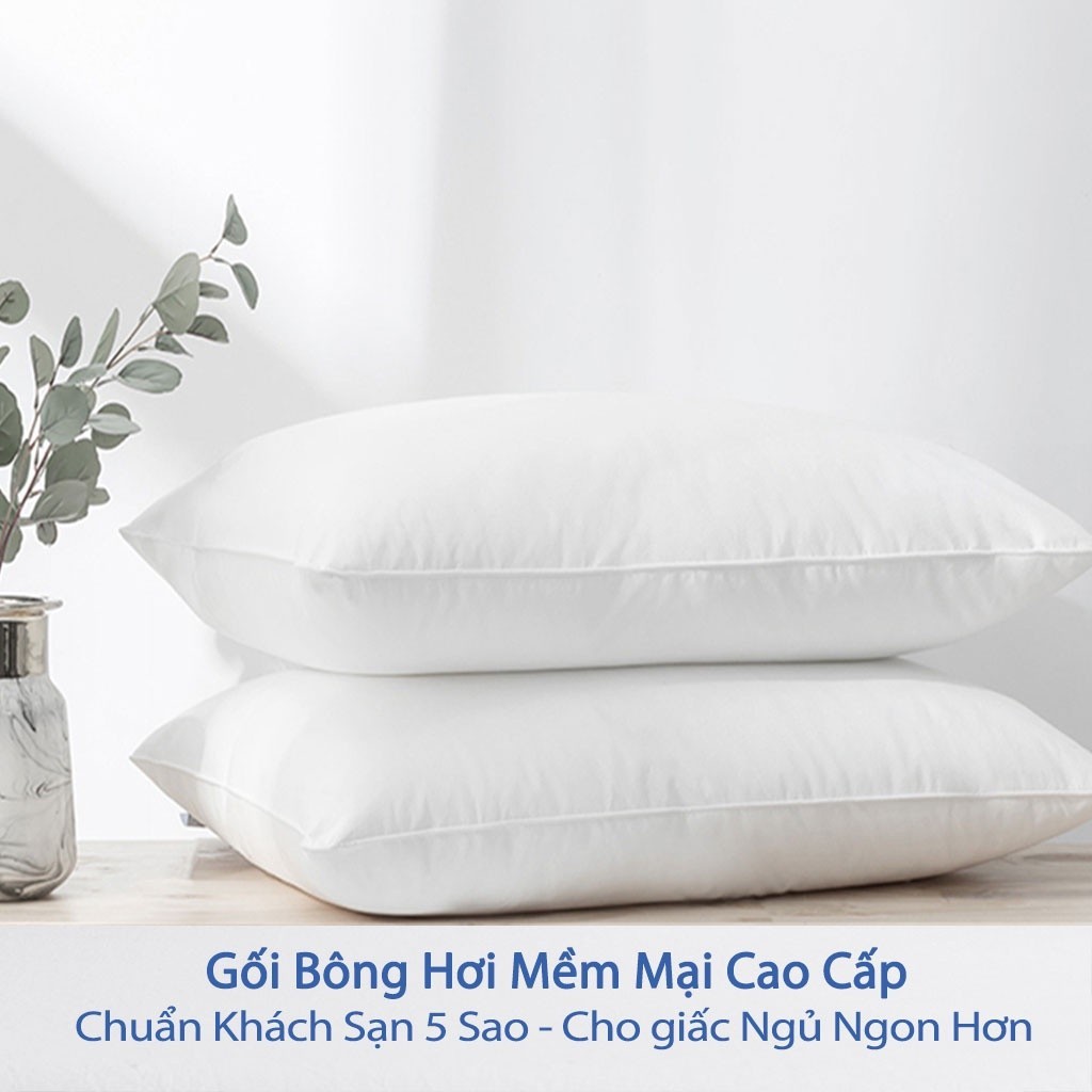 BỘ 2 GỐI NẰM GÒN HƠI ÉP LOẠI 1 40X60cm/Ruột gối hơi nằm ngủ bông mềm cao cấp