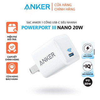 Combo  - Cốc sạc ANKER PowerPort III A2633 Nano / (PD & QC 3.0) - A2633  Anker 20w  Bảo hành  12 tháng
