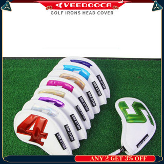 Veedooca 9 cái / bộ golf putter cover nhiều màu sắc chữ số lớn hoa văn chống thấm nước vỏ sắt đầu golf bao bộ