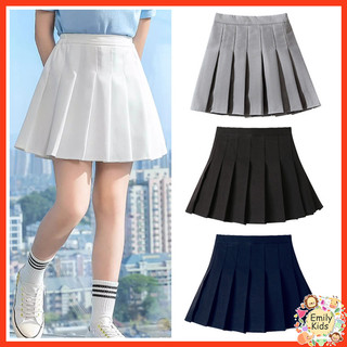 Váy xếp ly có sẵn cho Grils Váy Tutu ngắn thời trang phong cách đại học màu trơn cho bé gái 4-12 tuổi