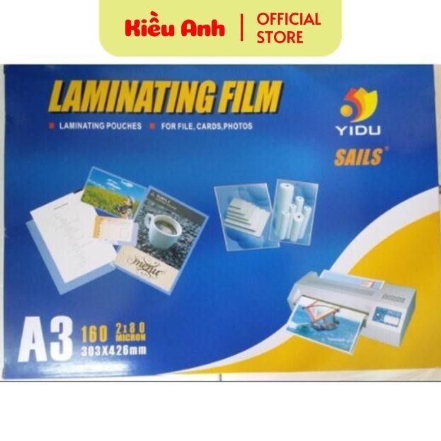 Giấy ép plastic A3 / Nhựa ép plastic A3 80mic ( hộp 100 tờ ) giấy ép giấy tờ khổ A3- VPP Kiều Anh