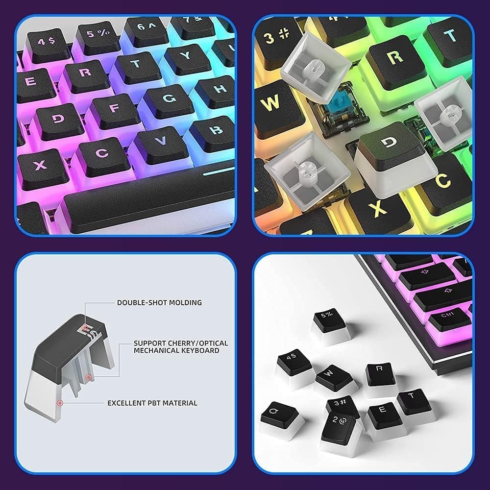 130 / 104 phím PBT Pudding Keycaps OEM Profile Key cap Cho Bộ Bàn Phím Cơ Mx Switch RGB backlit Gamer Bàn Phím
