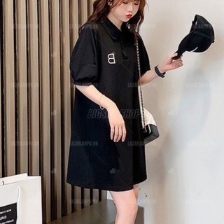 Đầm polo Bigsize Váy Xuông nữ Dáng suông tay phồng mùa Hè Phong cách Hàn Quốc ulzzang Thời Trang cá tính cute quảng châu cao cấp cho người mập béo