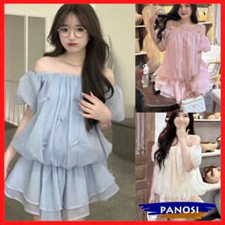 [KÈM QUẦN] Áo trễ vai tiểu thư áo kiểu nữ trễ vai bồng bềnh 2 lớp sang chảnh V738 PANOSI