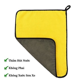 Khăn lau xe ô tô chuyên dụng 30x30cm lau bếp lau kính siêu thấm Microfiber không bị sơ rối