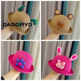 DADOMYD Mũ Rơm, Mũ Người Cá Đi Biển Mũ Chống Nắng Khủng Long Trẻ Em Mũ Rơm, Tấm Che Nắng Ống Hút Hoạt Hình Hoạt Hình Mũ Trẻ Em