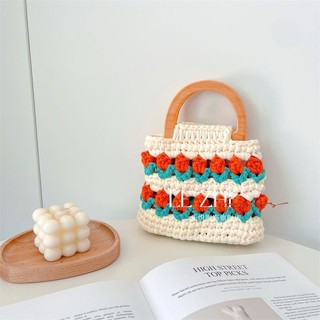 Xiaohongshu Móc Túi Len Đan Tay Tulip Túi Xách Rau Giỏ Tự Làm Tulip Handmade Túi