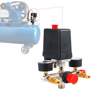 Van điều khiển công tắc áp suất Thông thường Đóng áp suất có thể điều chỉnh Đầu nối 20mm 90-120PSI Công tắc áp suất Manifold Đồng hồ đo điều chỉnh cho máy nén khí