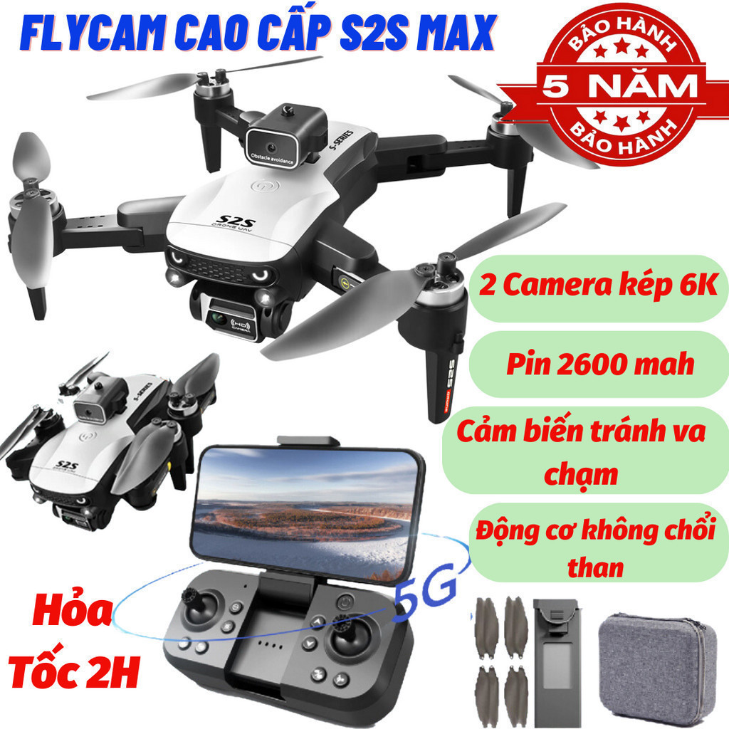 Máy Bay Điều Khiển Từ Xa, Flycam S2S PRO MAX, Fly cam động cơ không chổi than, Cảm biến chống va chạm, Camera 6k | BigBuy360 - bigbuy360.vn