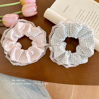 Siêu Cổ Tích Ren Chấm Bi Scrunchy Dây Buộc Tóc Nữ Bóng Đầu Dây Buộc Tóc Đầu Dây Phù Hợp Với Mũ Đội Đầu Cao Su 20