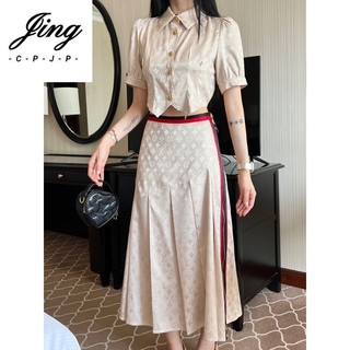 Áo sơ mi ngắn mới xuân hè 24ss + bộ váy xếp li