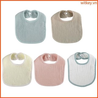 Wit Baby Muslin Cotton Yếm Ăn ợ Vải Có Thể Điều Chỉnh Nút Chụp Khăn Bandana