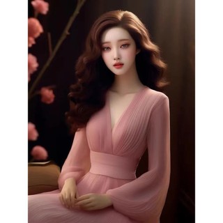 Hàng Mới Về Tóc Thẳng Xiaohongshu Khuyến Nghị Nữ Pháp Nhẹ Sang Trọng Tính Khí Quần Áo Nữ Mỏng Hơn Nhìn Cao Cấp Dài Tay Đầm 2024 Phong Cách Mới Nẹp @ -