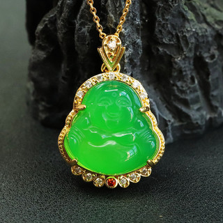 Mặt dây chuyền Chrysoprase Đá mã não Phật Maitreya Phật Nhà máy Giao hàng trực tiếp MN2102406