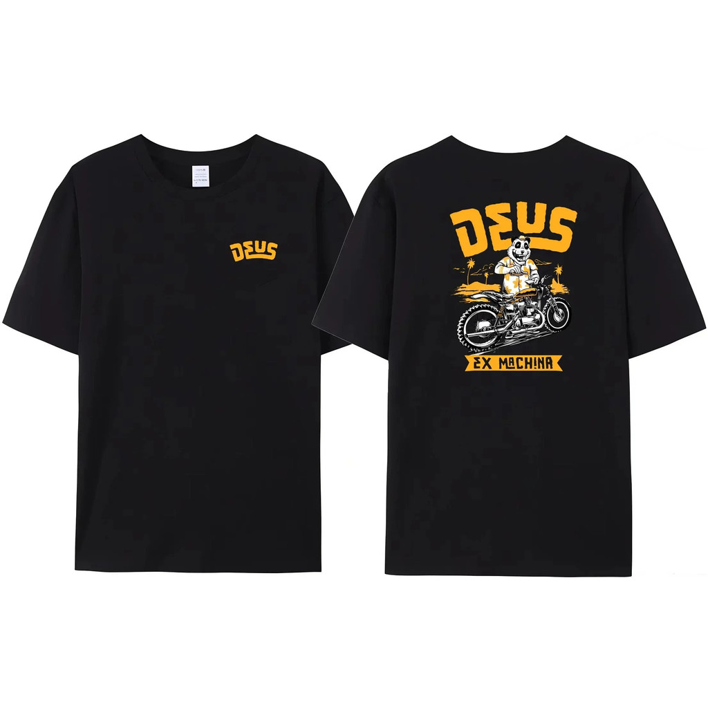 2025 Nam Châm Lightning Deus Thiết Bị Áo Thun Đen Vàng Ex Machina Nam Châm Punk Phố Nữ Cotton Nguyên