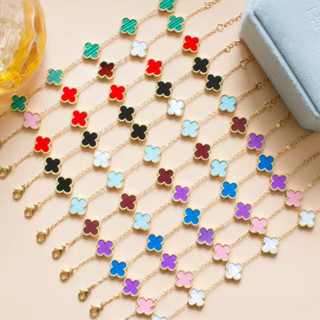 Nhiều Màu Sắc Bốn Lá Cỏ Ba Lá Vòng Tay Thép Titan Nữ Thời Trang Tinh Tế Sản Phẩm Đơn Quà Tặng Phải-