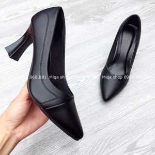 Giày cao gót da mềm 5cm, 7cm hoạ tiết thêu cách điệu- Giày cao gót công sở Made in Việt Nam