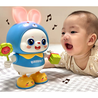 Đồ chơi Thỏ con chạy pin phát đèn, hát nhạc và nhảy, Thỏ cầm Hoa và Quà -Thepooh