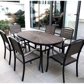HỎA TỐC HCM Bàn ghế gỗ nhựa ngoài trời sân vườn bàn ghế cafe ngoài trời bàn ghế gỗ nhựa chống gỉ