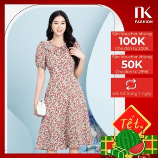 Đầm Xòe Hoa Nhí NK Fashion Thiết Kế Cổ Xếp Nữ Tính, Kiểu Dáng Nhẹ Nhàng, Tôn Dáng NKFDV2204002