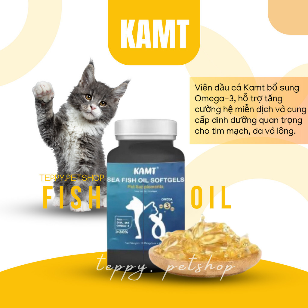 Dầu cá KAMT bổ sung omega 3 làm đẹp da lông sáng mắt cho chó mèo