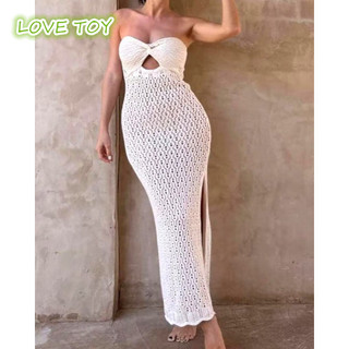 Nkodok Nữ Dây Đan Móc Đi Biển Đầm Gợi Cảm Lưng Không Tay Sâu Cổ Chữ V Cắt Bodycon Đầm Mùa Hè