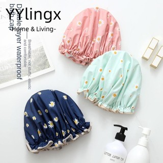 YYlingx  Mũ tắm, Satin + Peva Chất liệu khăn trùm đầu tắm hai lớp, chống thấm nước nhiều màu co giãn mũ dầu Lady
