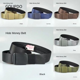 GOUPDO Thắt lưng tiền ẩn, Dây đeo Nylon chống trộm, Dây đeo di động 120cm Thắt lưng tiền mặt Gói thắt lưng nam